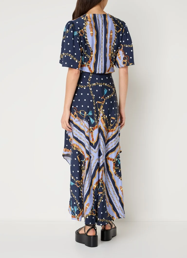 Vestido midi de Maje con estampado y detalle de lazo.