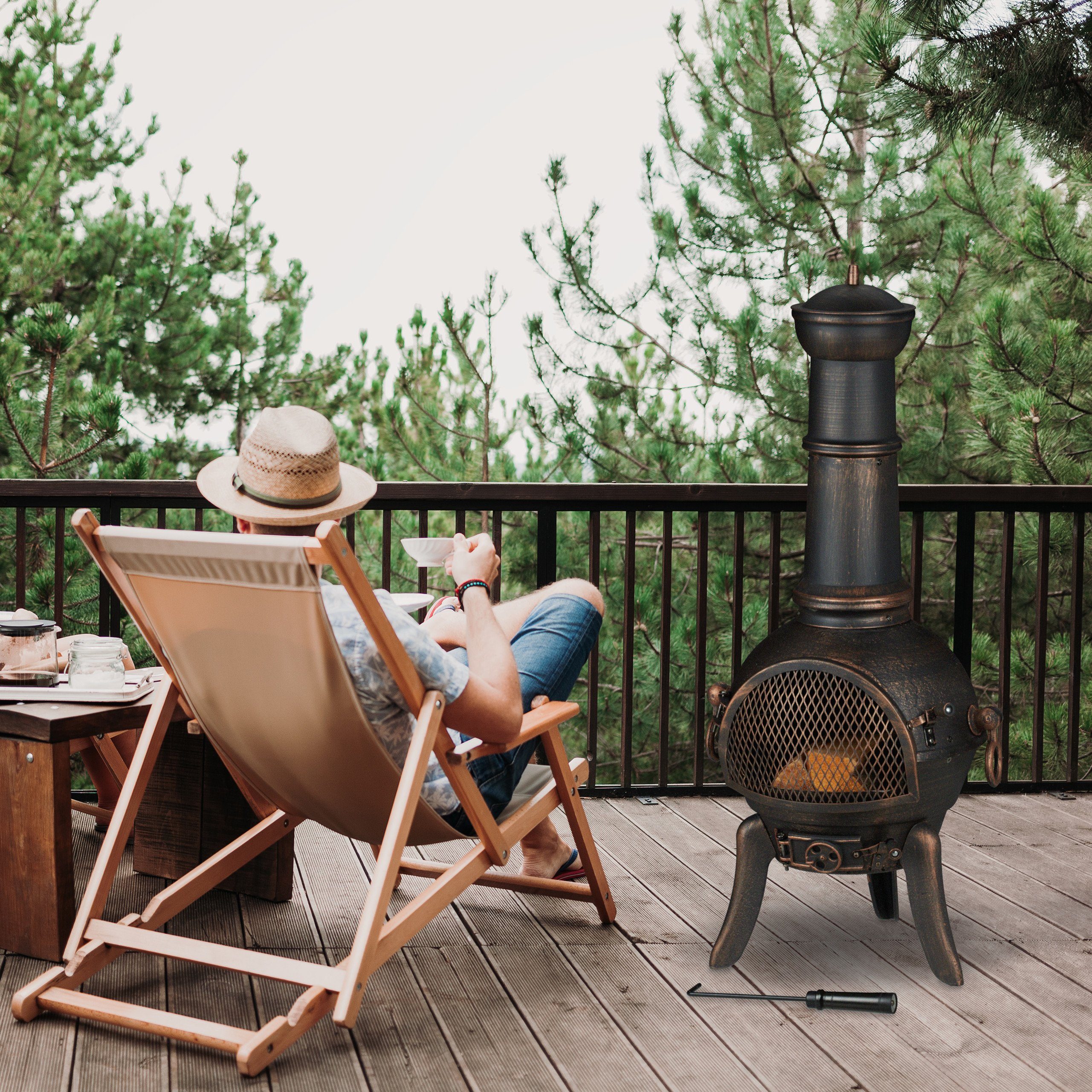 relaxdays Feuerkorb Großer Terrassenofen