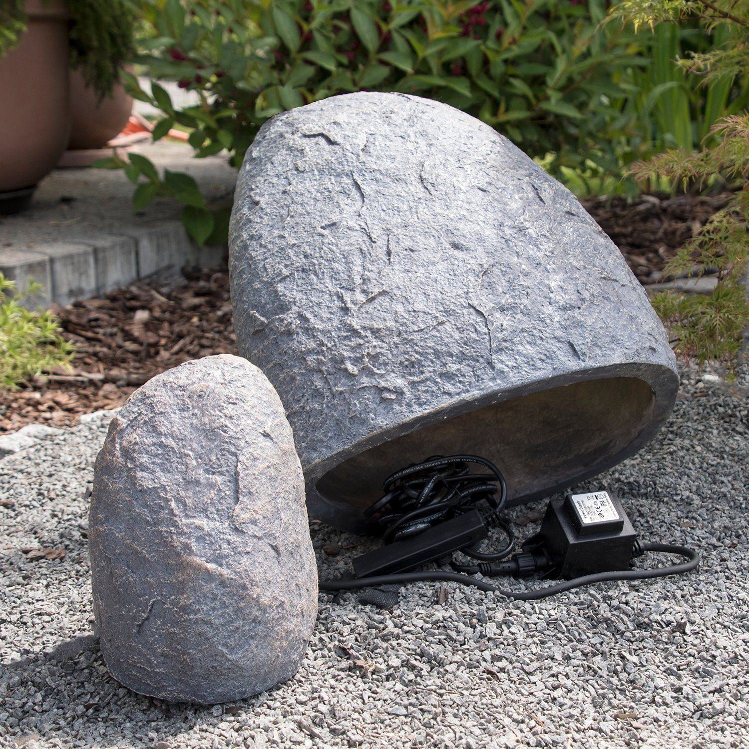 Köhko Gartenstecker Köhko Dekostein Abdeckstein für Trafo für Gartenelektronik Large
