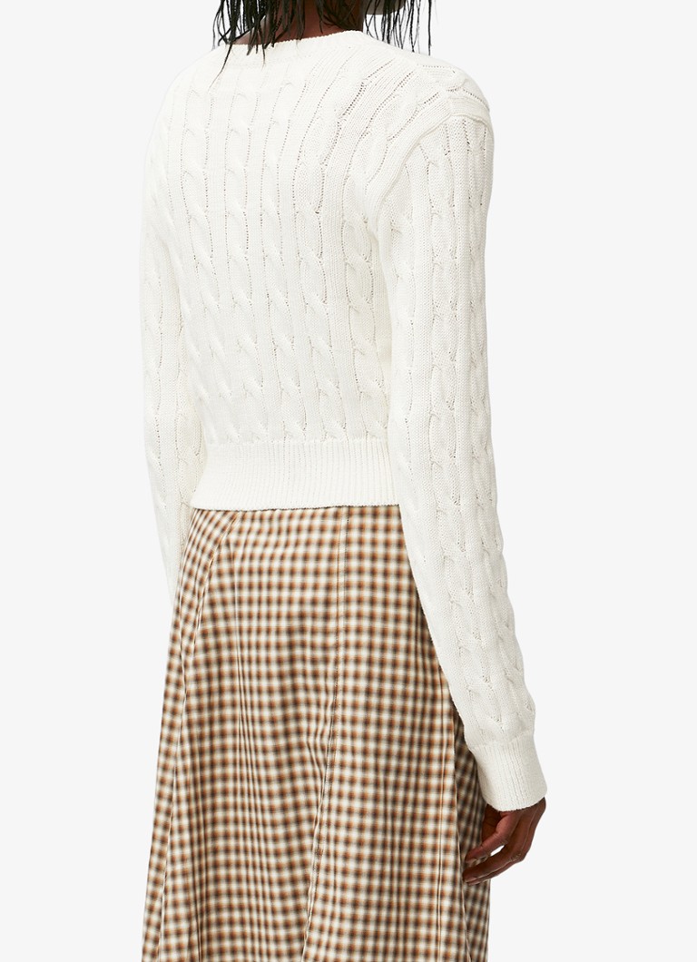 Pulover LOEWE tricotat cu împletitură și logo brodat