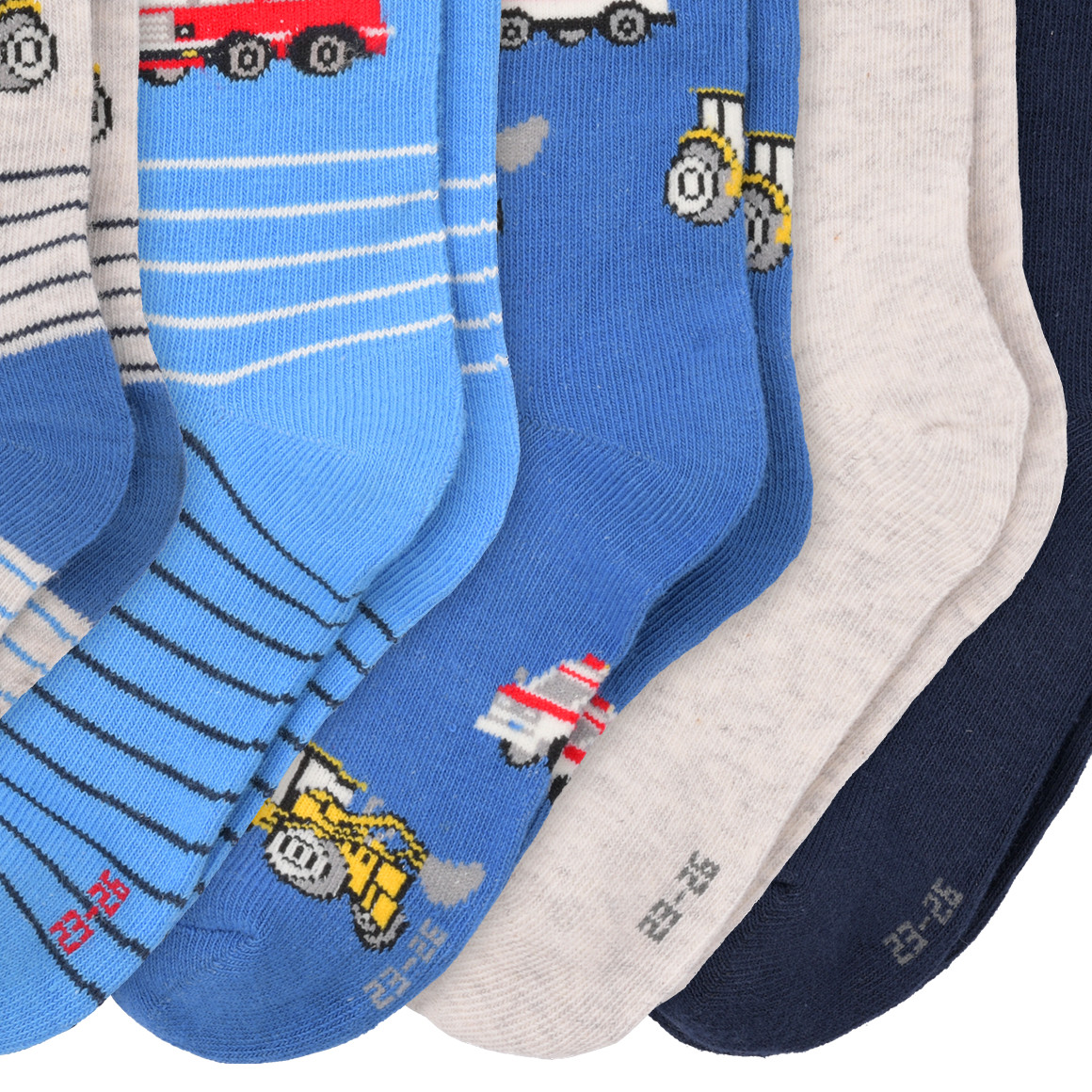 5 Paar Jungen Socken mit Fahrzeug-Motiven