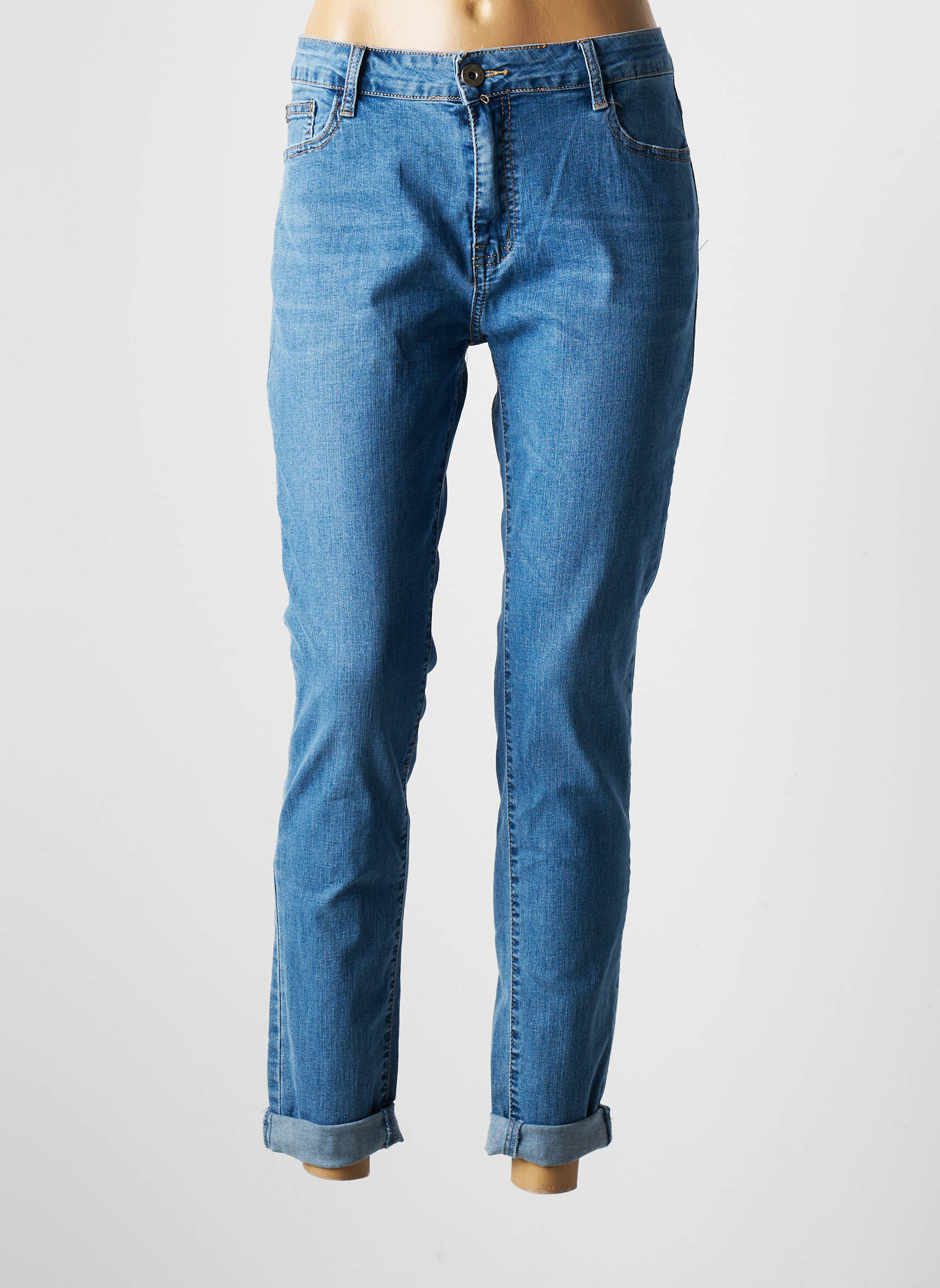 Voggo Jeans Coupe Slim Femme couleur bleu
