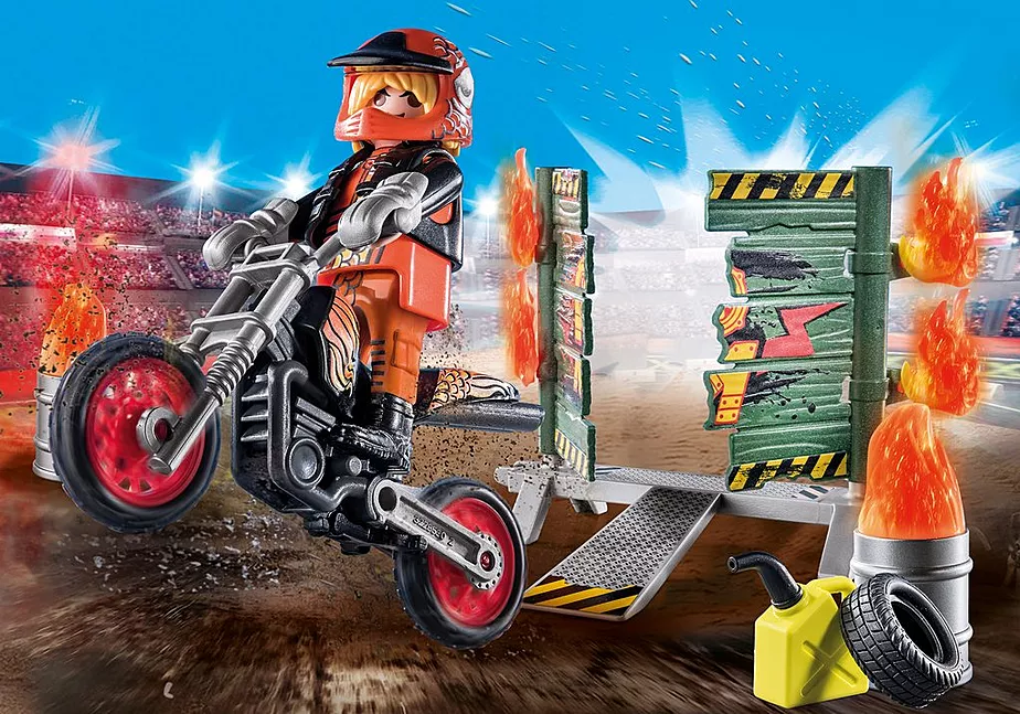 Starter Pack Stuntshow Motorrad mit Feuerwand