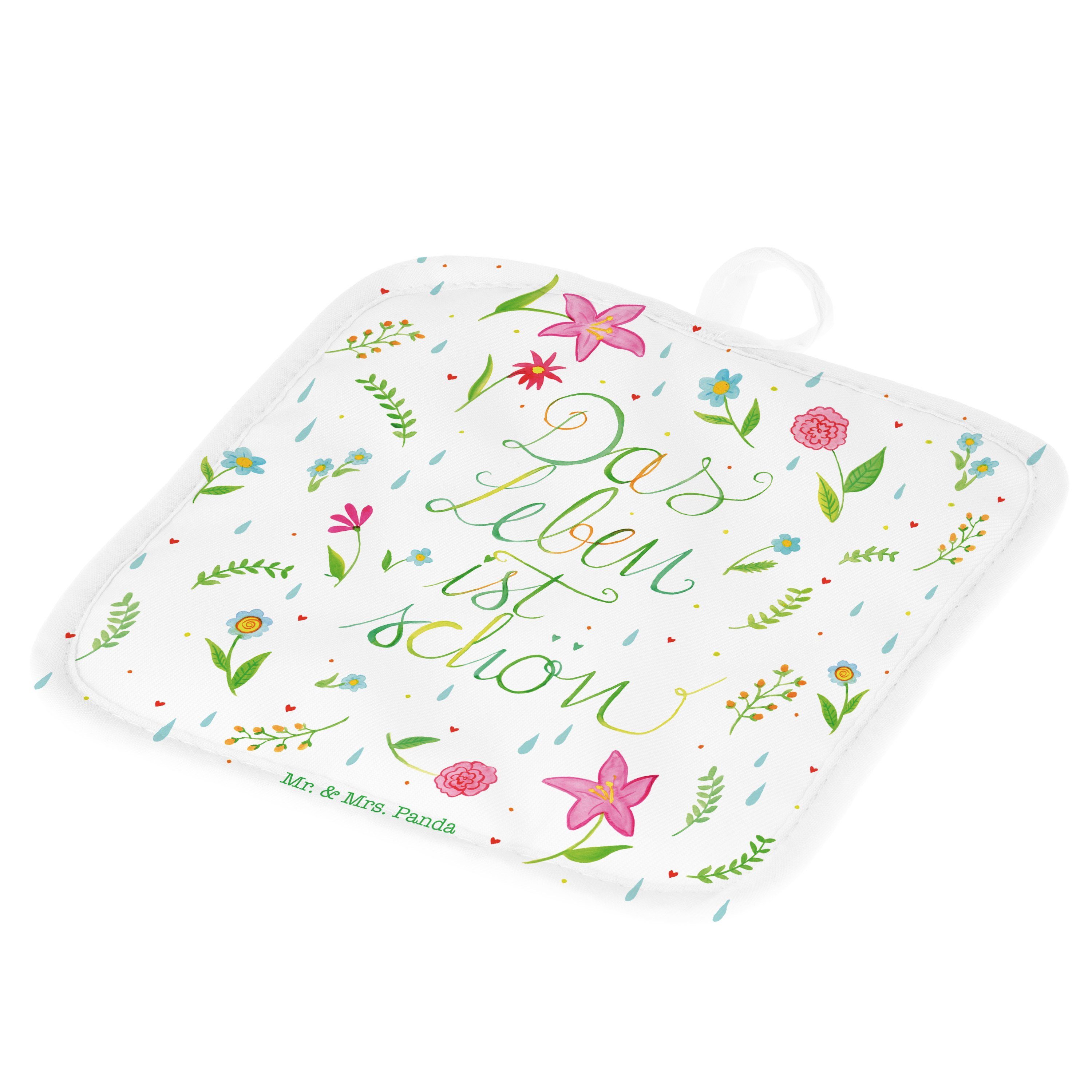 Mr. & Mrs. Panda Topflappen Blumen Das Leben ist schön - Geschenk, positive Botschaft, Sommer Dek, (1-tlg)