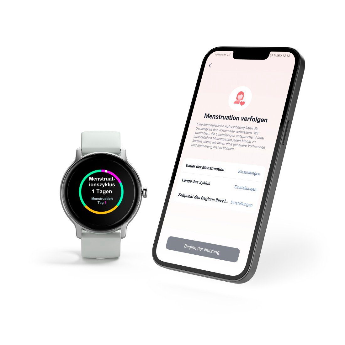 Hama Smartwatch Damen Herren, Fitnesstracker, wasserdicht, Blutsauerstoff Smartwatch (2,79 cm/1,09 Zoll), Herzfrequenz, Timer, Schritte, Kalorien, Schlaf, Stress, Tempo, Musik