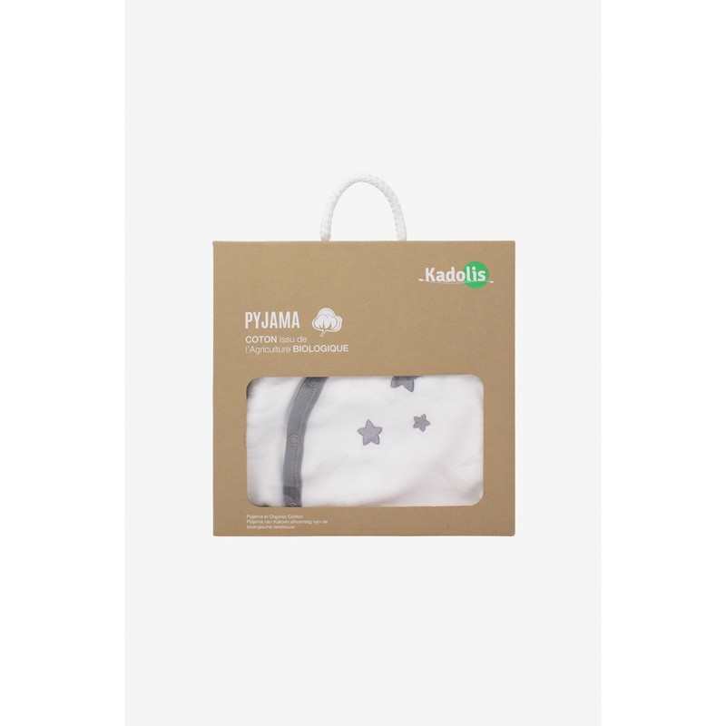 Pyjama bébé Coton Bio blanc motifs étoiles