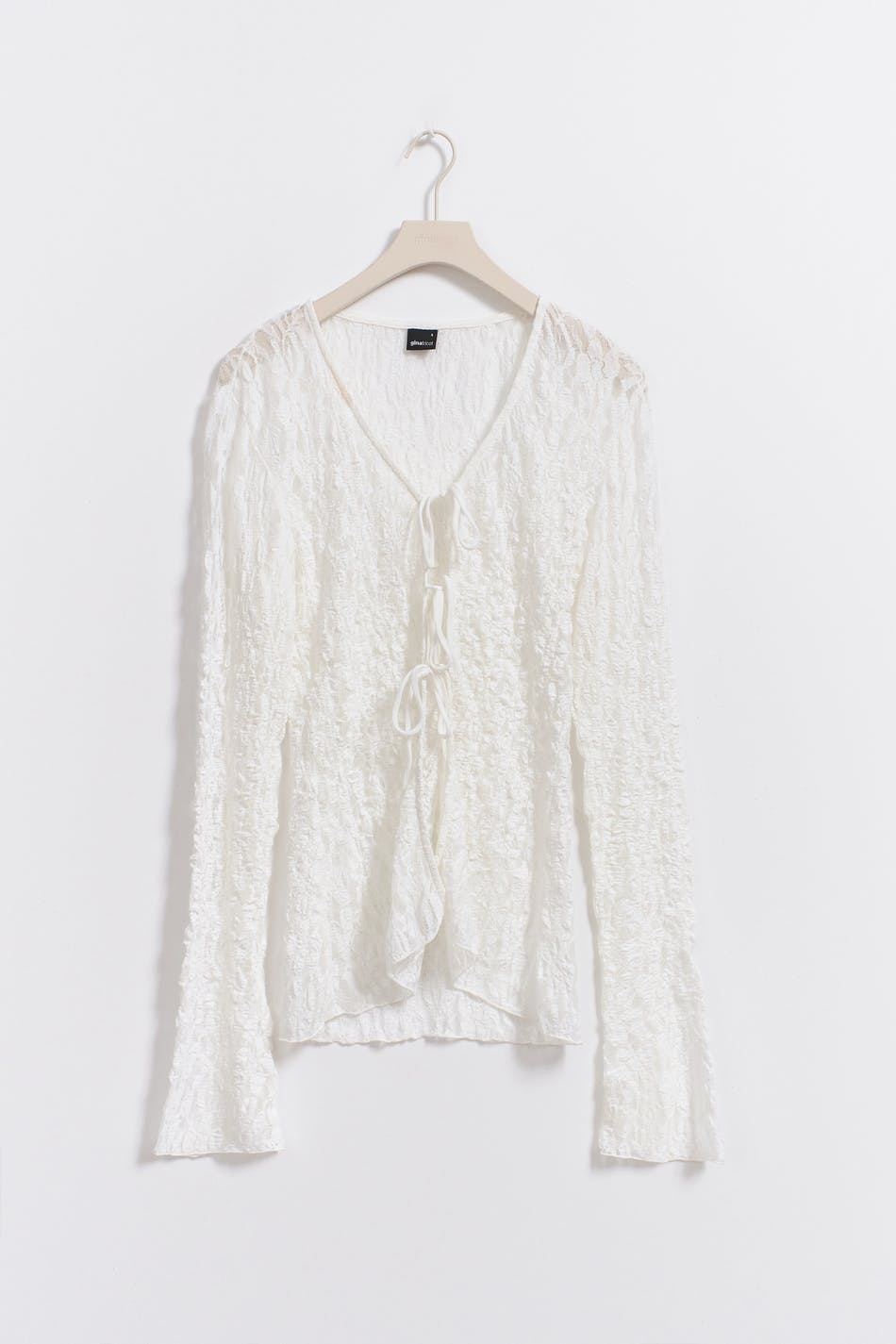 Tie front lace top