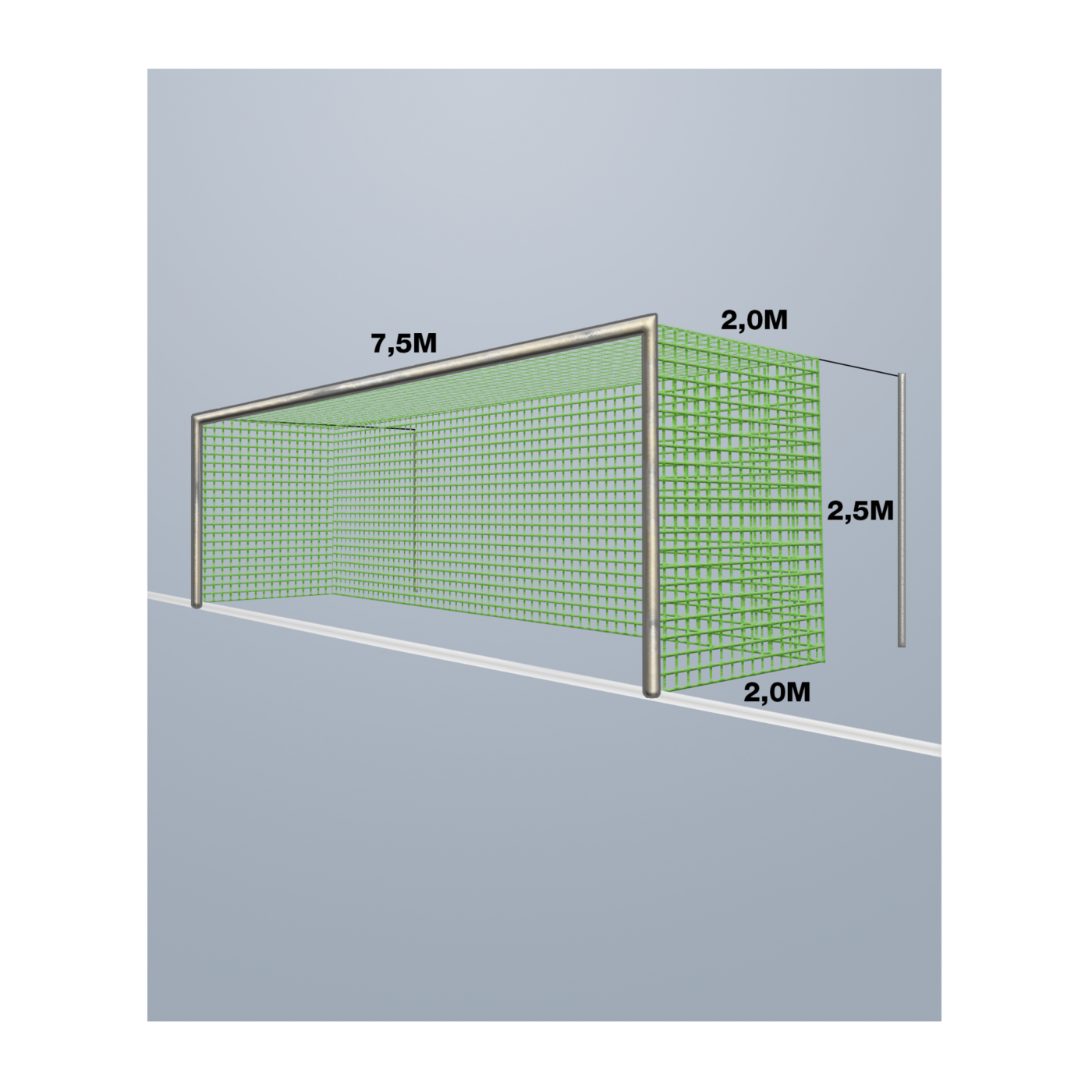 Cawila Tornetz 7,50x2,50m | Tiefe 2,0x2,0m | Maschenweite 12cm | Stärke 4mm | grün