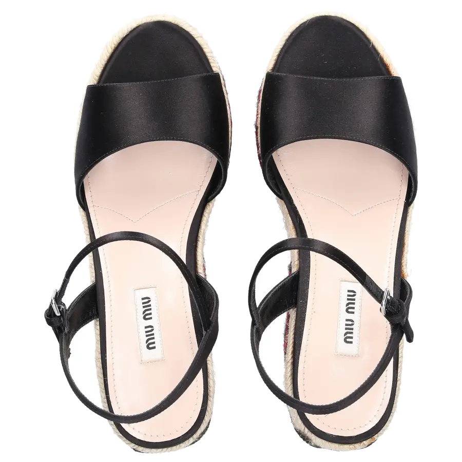 Miu Miu - Plateausandalen Satin - schwarz
