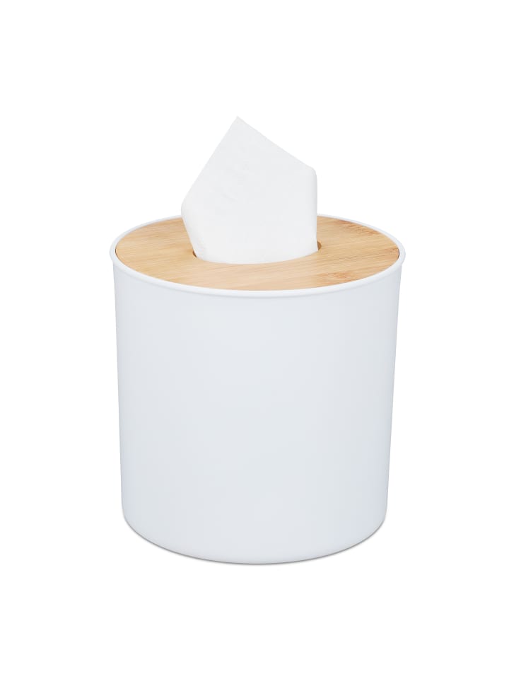 relaxdays Kosmetiktuchbox in Weiß/Natur - (H)13 x Ø13,5 cm günstig kaufen onesize