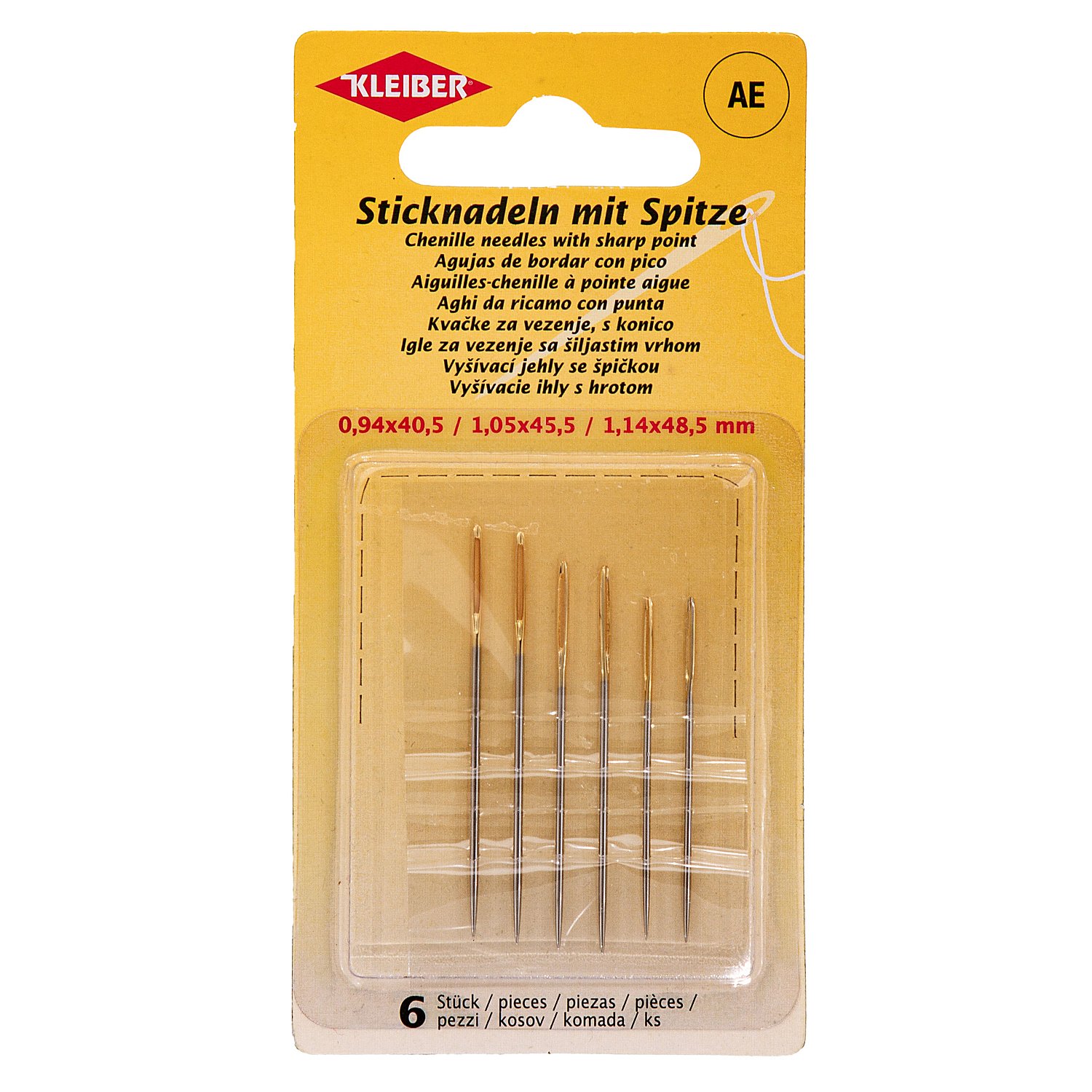 Kleiber Sticknadeln mit Spitze, 6 Stück
