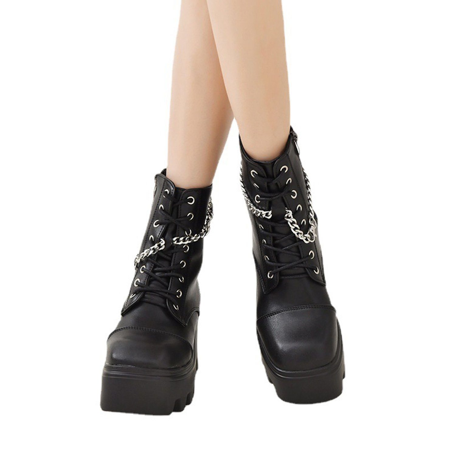aikidio Hufglocken Schwarze Winterstiefel und High Heels für Damen