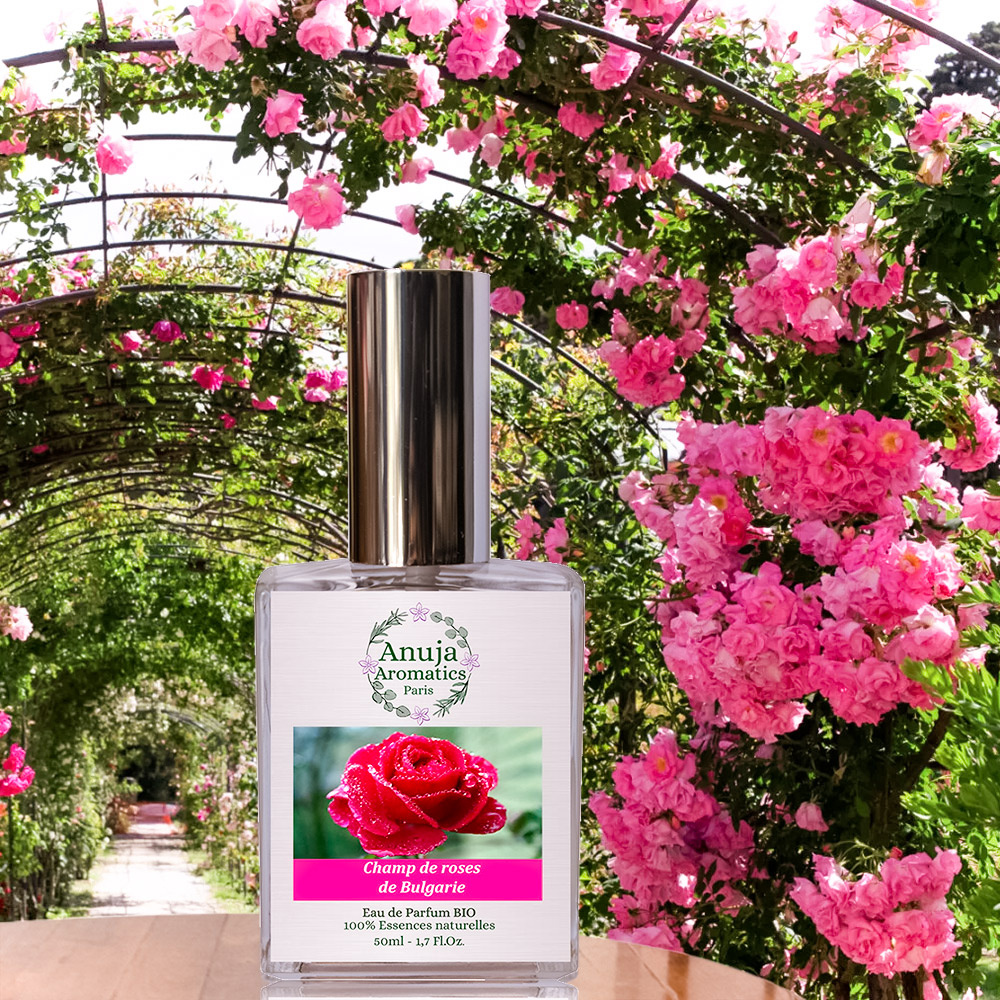 anuja aromatics Champ de Roses de Bulgarie Eau de Parfum Bio aux Essences 100 % Naturelles