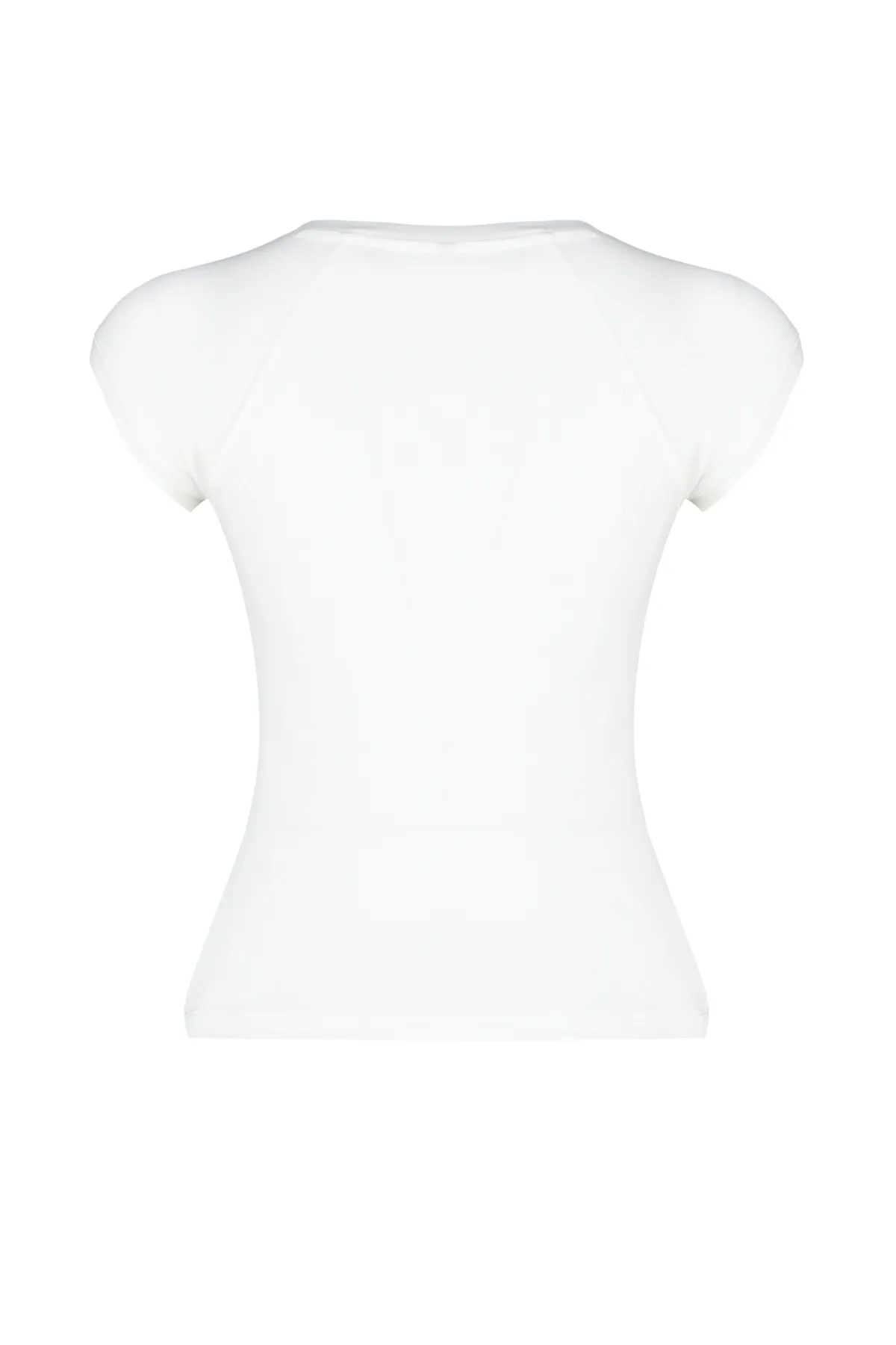 Trendyol Collection  Weiße, dehnbare Strickbluse mit Mondärmeln aus Viskose/weichem Stoff TWOSS24BZ00088