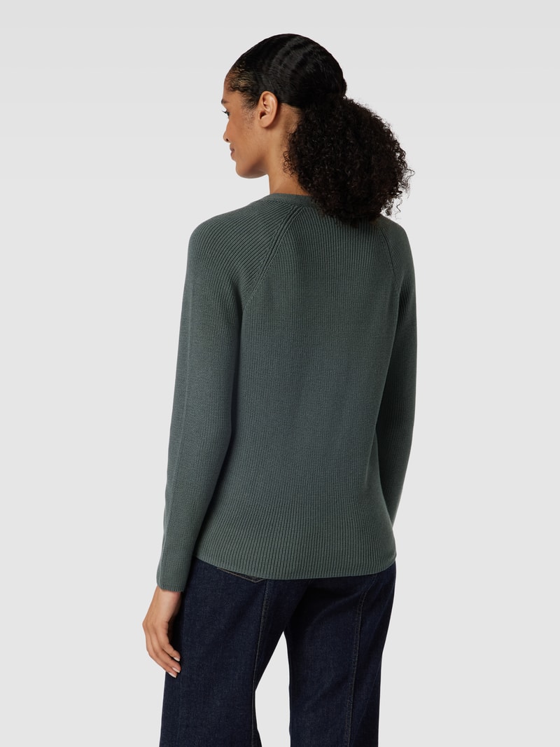 Strickpullover mit V-Ausschnitt in dunkelgrün