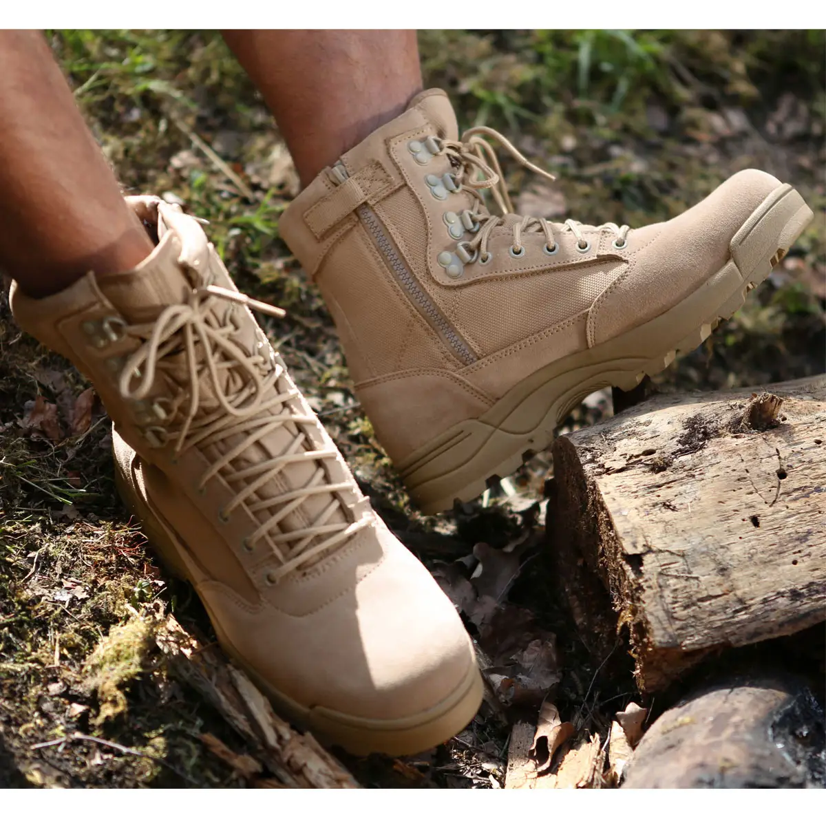 Tactical Swat Boots Zipper camel