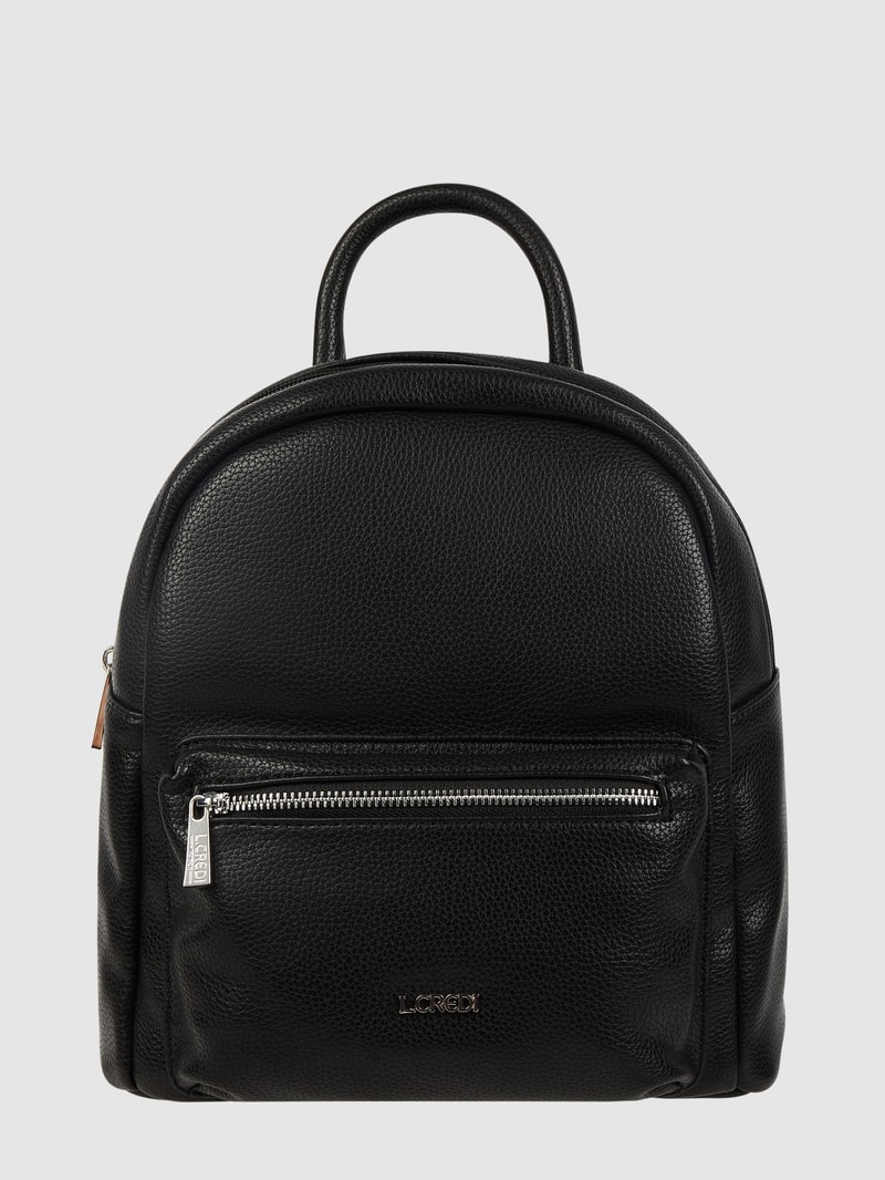 Rucksack mit Label-Detail Modell 'BUDAPEST' in schwarz