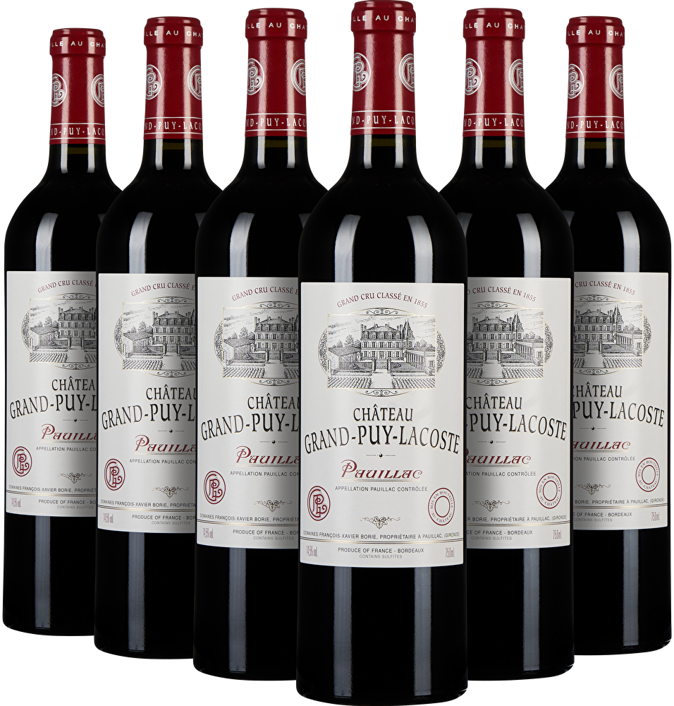 Château Grand-Puy-Lacoste 6 Flaschen Château Grand Puy Lacoste 5ème Cru Classé 2022 in Holzkiste