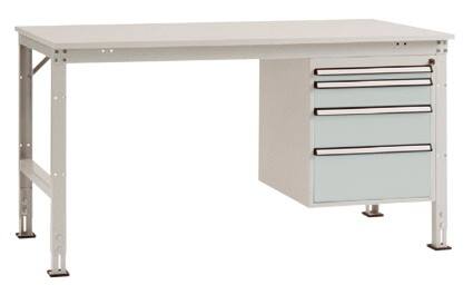 Manuflex Arbeitstisch Basic Complete Universal Melamin, Stahl Lichtgrau 1.500 x 800 mm