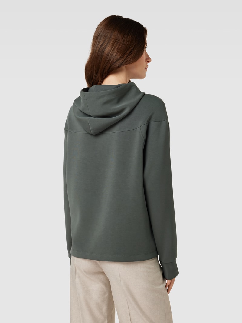 Hoodie mit Tunnelzug Modell 'Peach' in dunkelgrün