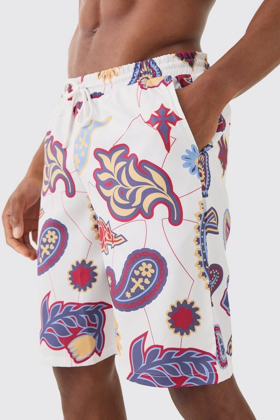 Ripstop Badehose mit Paisley-Print
