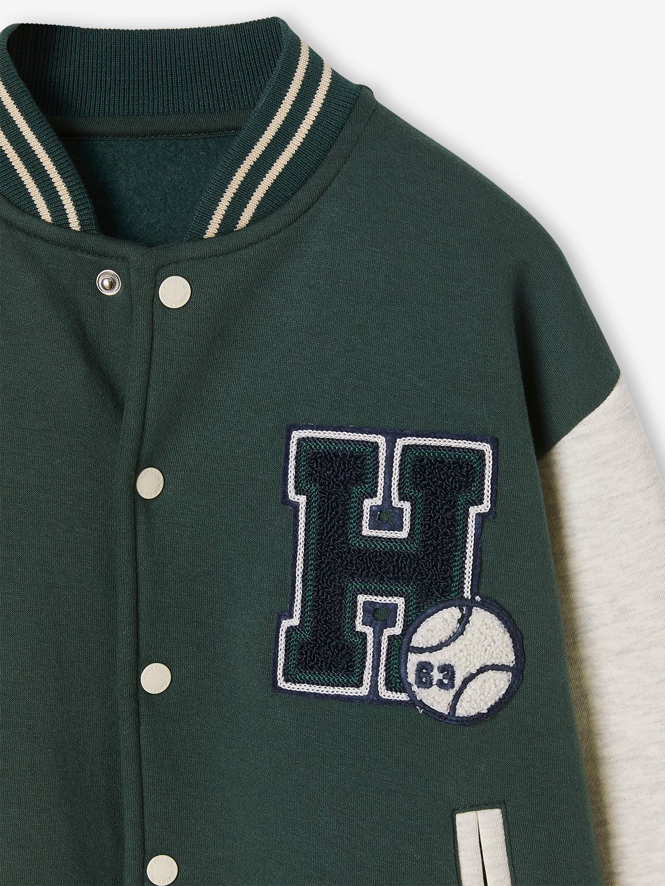 Vertbaudet Jungen College-Sweatjacke mit Aufnäher Oeko-Tex - tannengrün