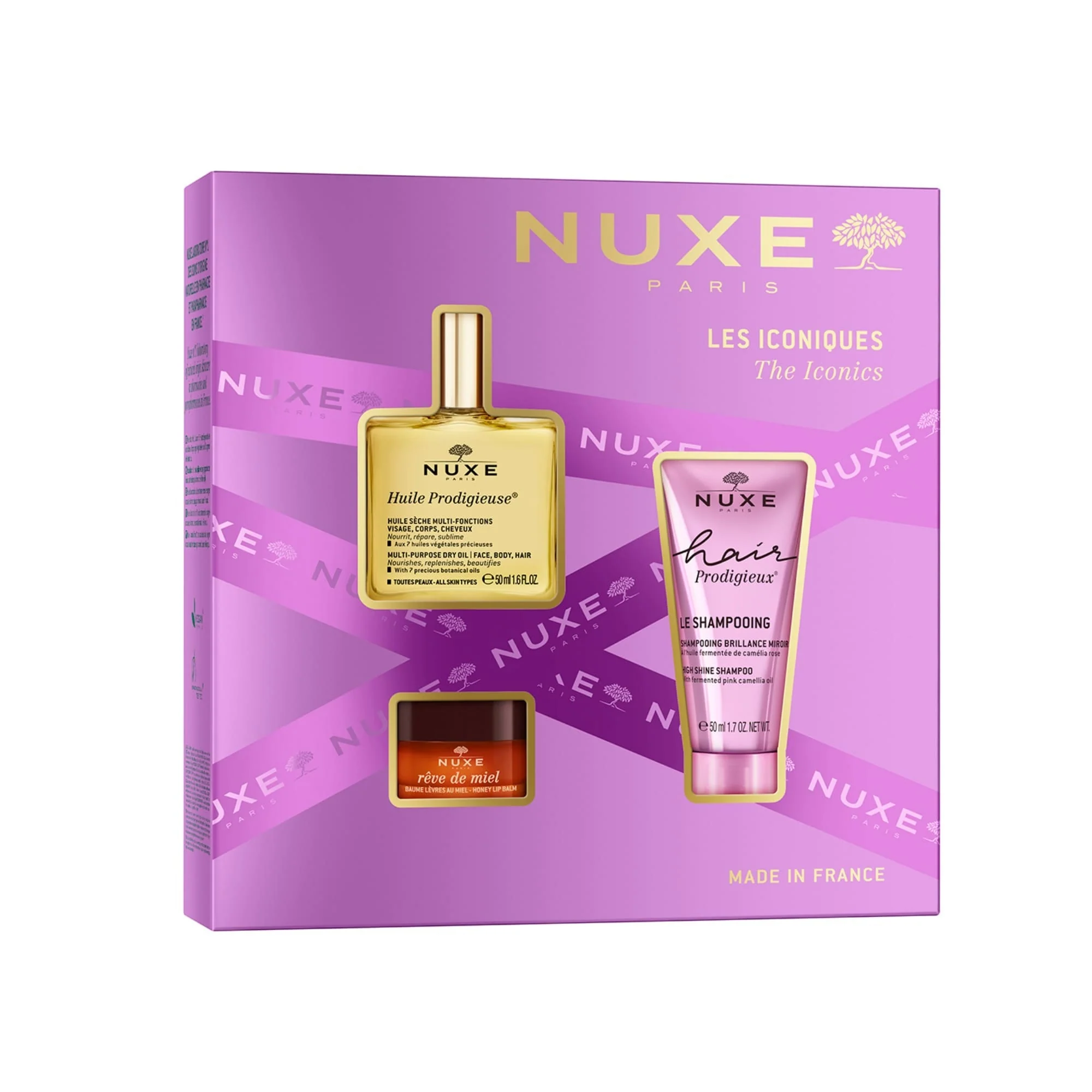 Huile Prodigieuse Gli Iconici Geschenkset – Geschenksets für Gesicht und Körper, nährendes Gesichtsöl, Körperöl, aufhellendes Shampoo