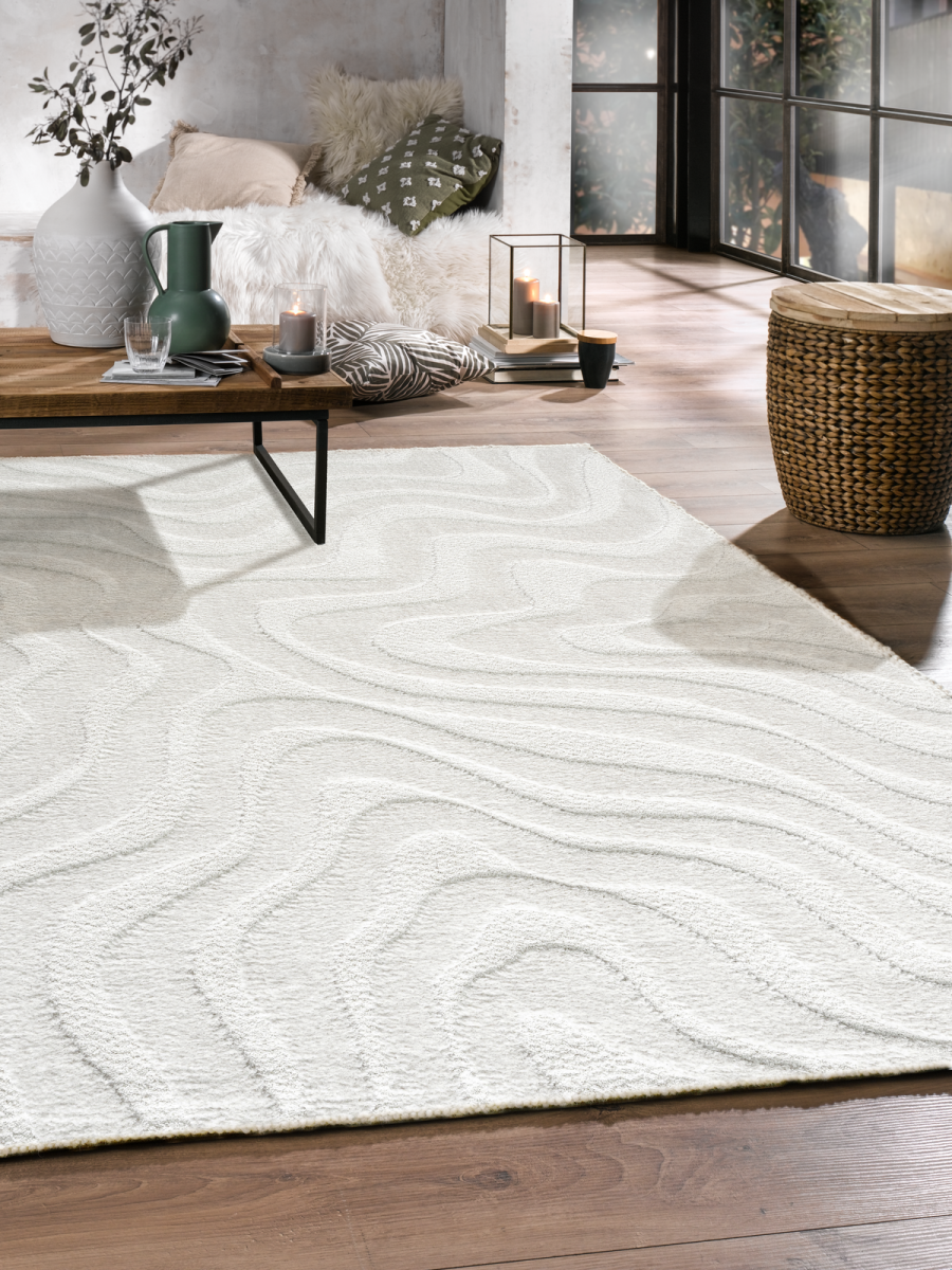 Webteppich Lizardit Creme-Creme 133 x 195 cm