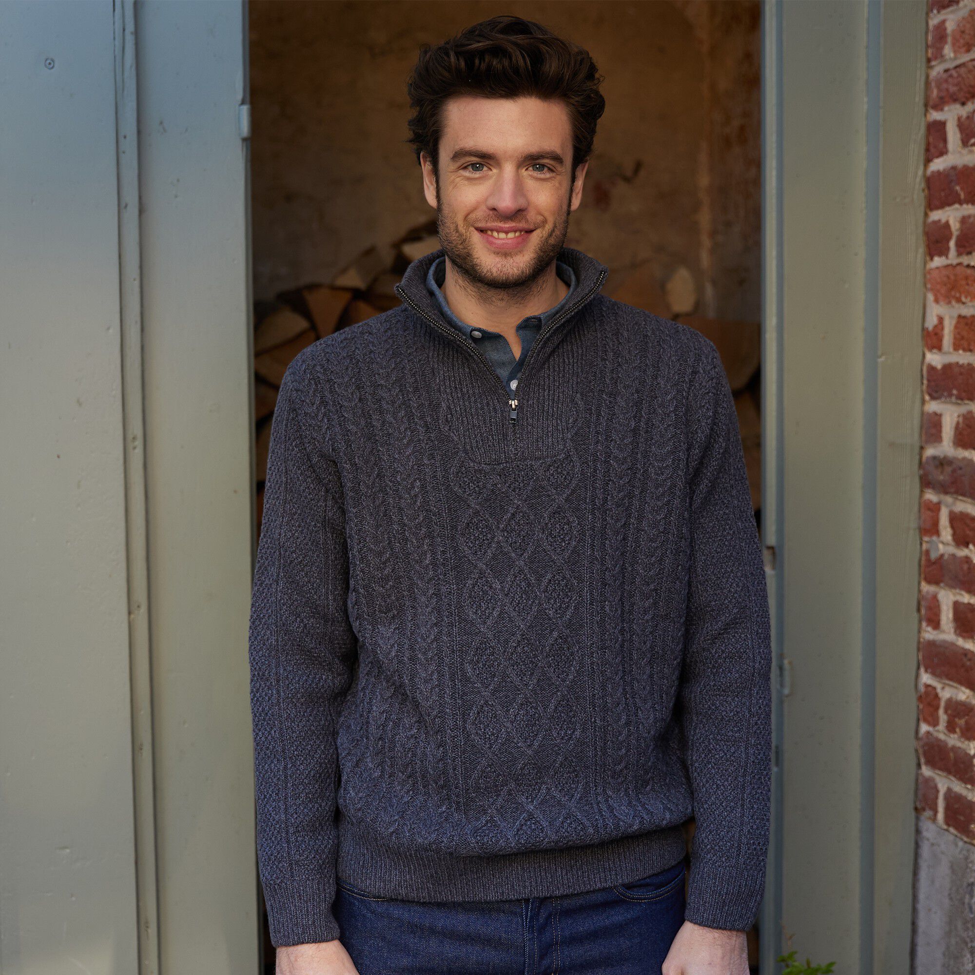 Pull col camionneur maille irlandaise