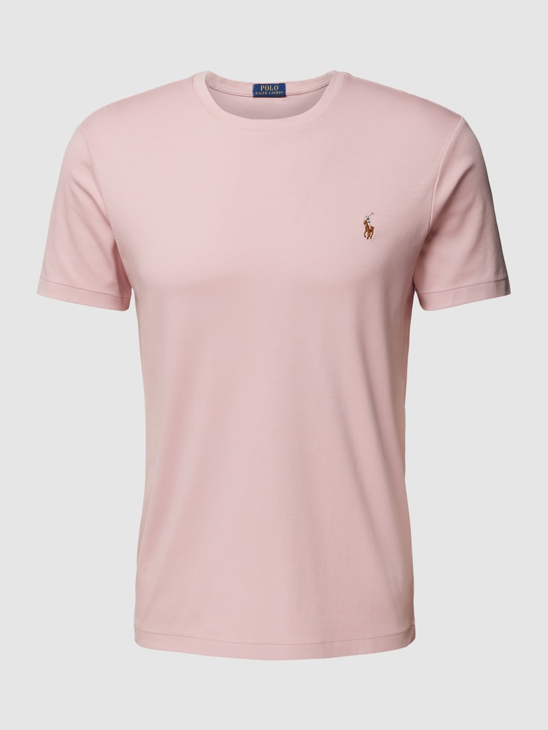 T-Shirt mit Streifenmuster Modell 'PIMA' in rosa