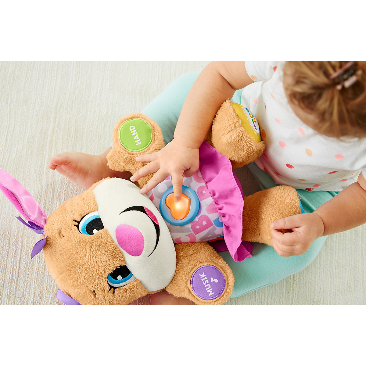 Fisher-Price Lernspaß Hundefreundin, Baby-Spielzeug, Kuscheltier, Lernspielzeug