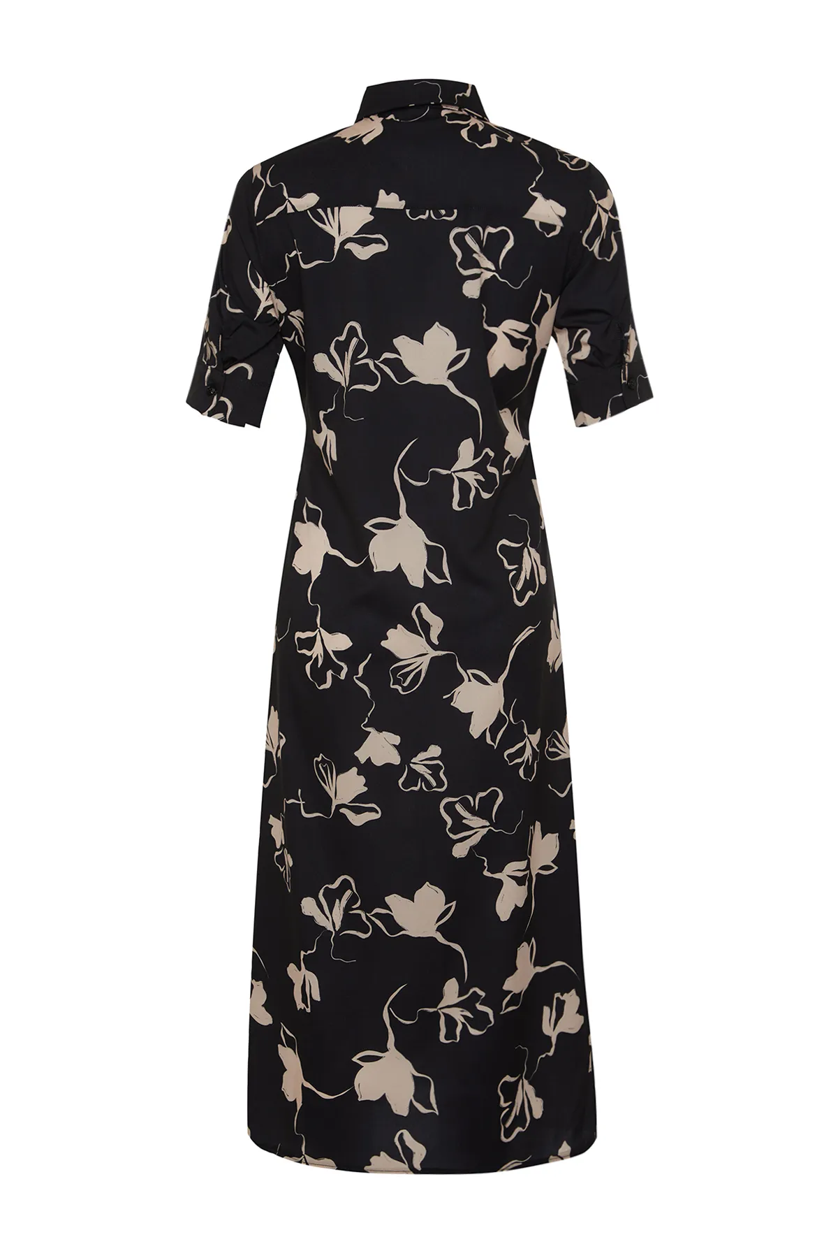 Trendyol Collection  Schwarzes, gewebtes Hemdkleid mit Raffung und Detail TWOSS21EL1018