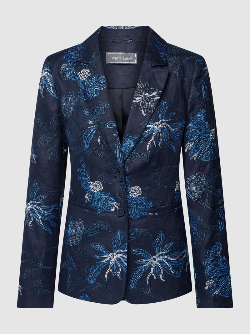 Blazer mit Allover-Print in marineblau