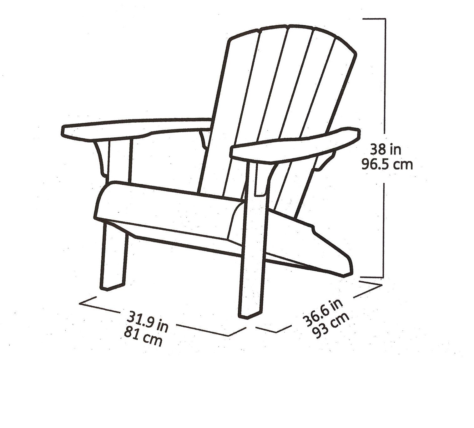Keter Gartensessel Keter Adirondack Troy Gartensessel, Strandstuh, Loungestuhl, 1x Gartensessel