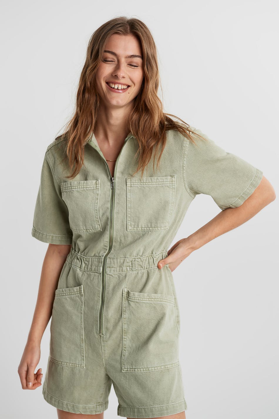 Utility zip romper