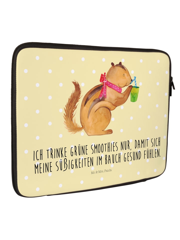 Mr. & Mrs. Panda Notebook Tasche Eichhörnchen Smoothie mit Spruch in Gelb Pastell günstig kaufen onesize