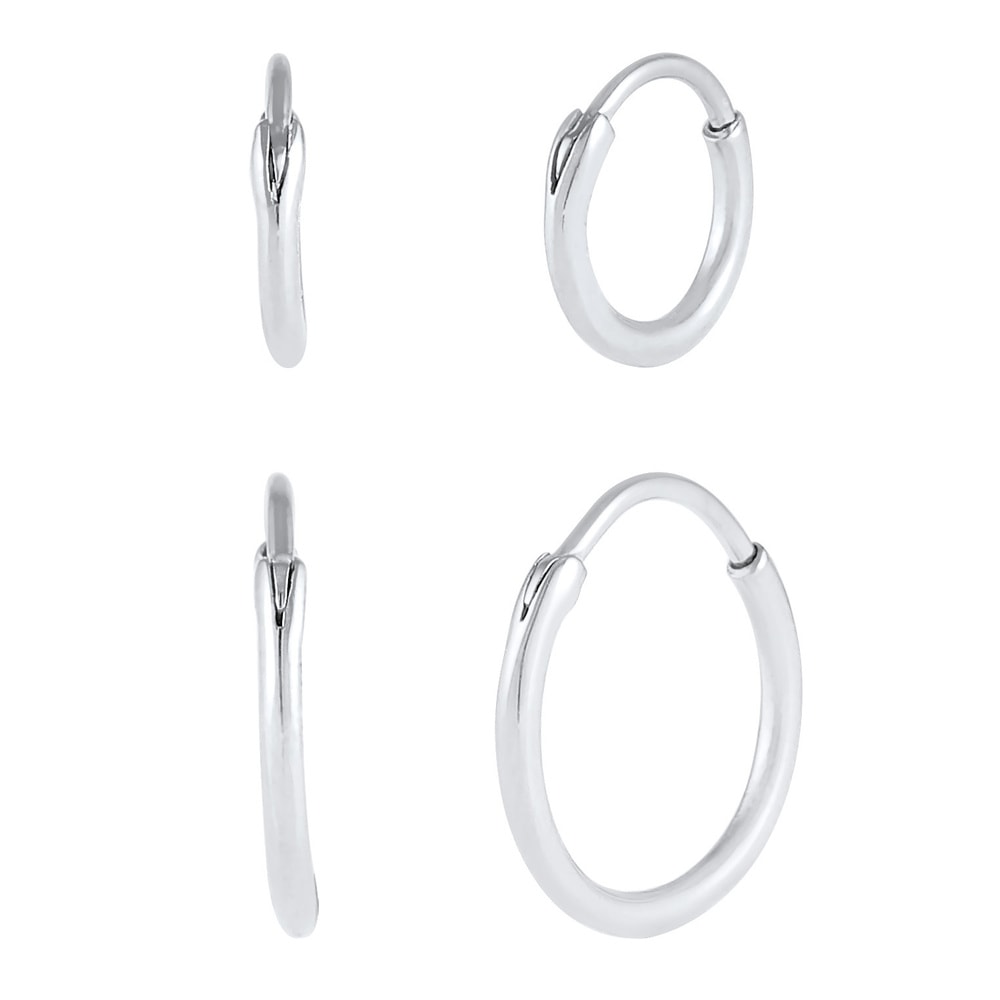 KUZZOI KUZZOI Boucles d'Oreilles Herren Creolen Set Duo Basic 925 Silber Boucles d'oreilles