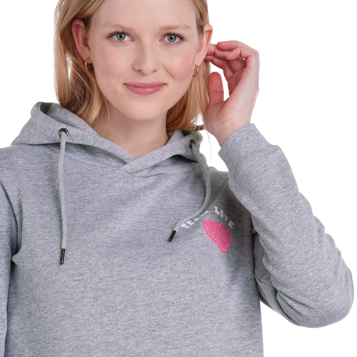 Damen Hoodie mit Herz-Applikation