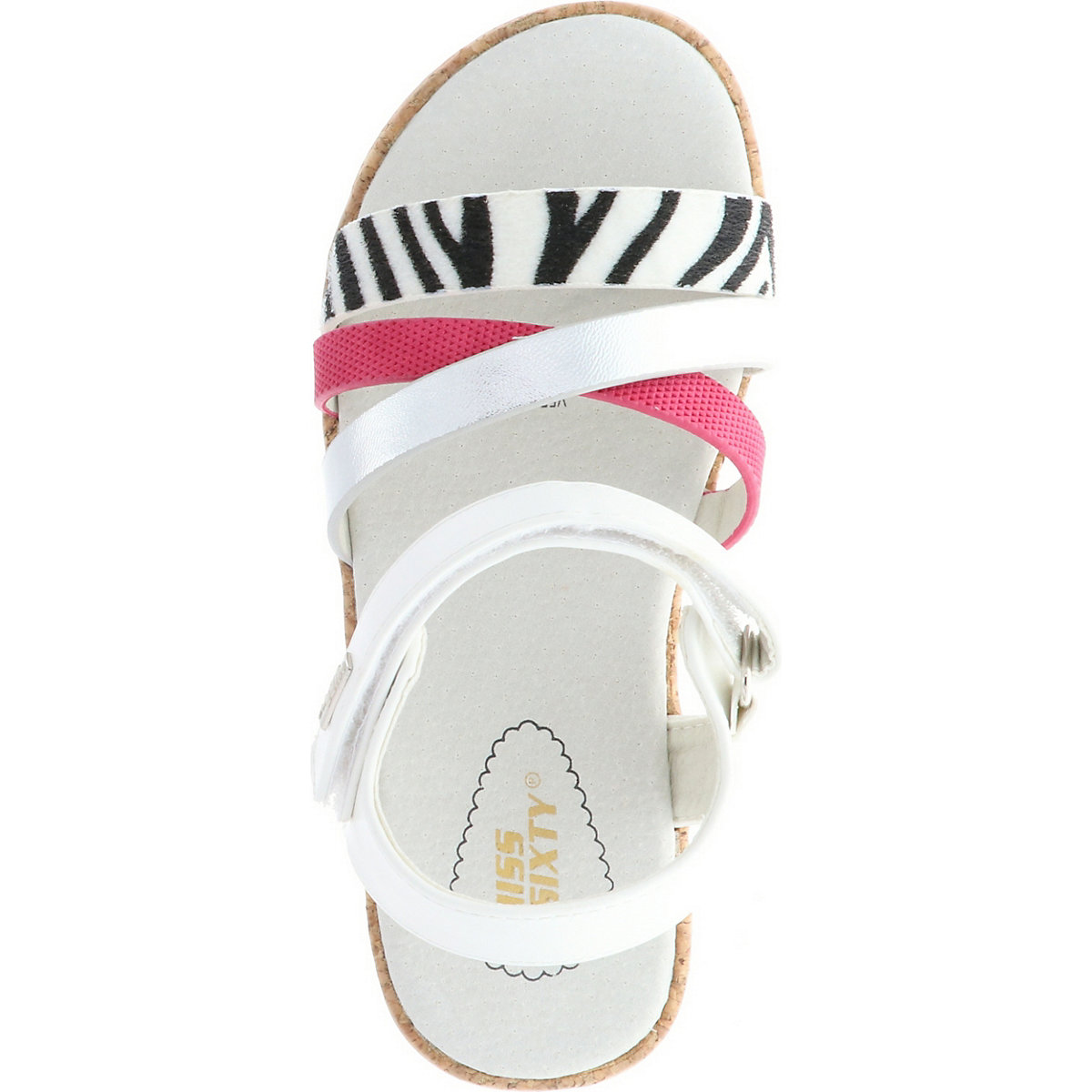 Kinder Mädchen Sandalen Riemchen silber/weiß/pink/zebra
