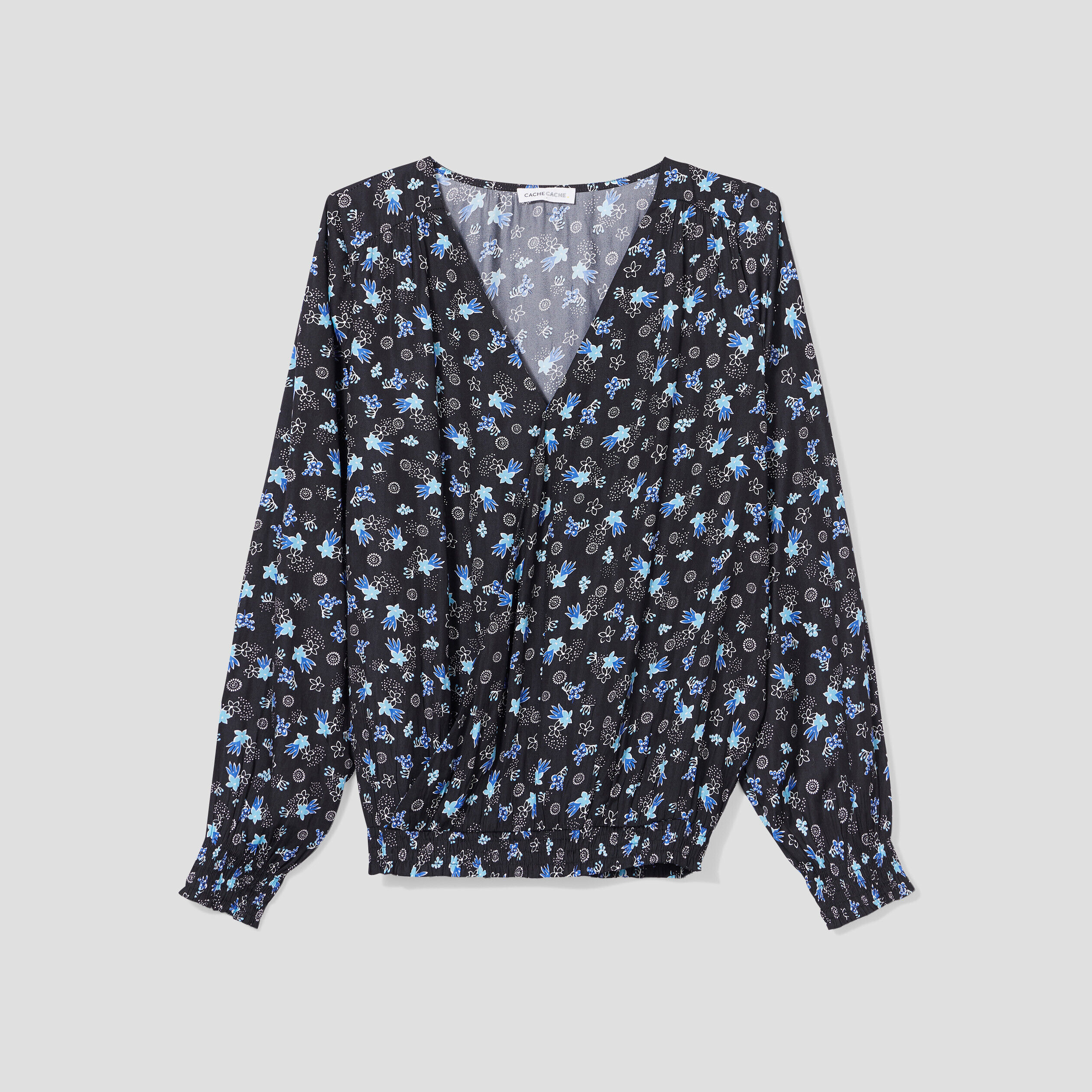 Blouse à manches 3/4 noir femme | Cache Cache