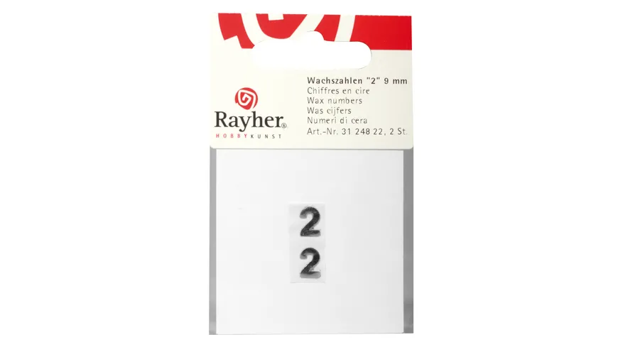 Rayher Wachszahlen -2- silber 9mm 2Stück