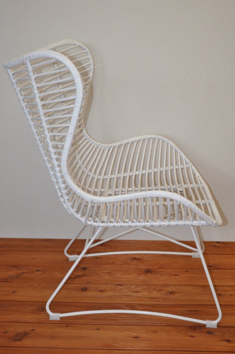 Rattani Rattanstuhl Rattanstuhl, Rattansessel Lagos Fb. weiß lackiert, Rattan + Metall