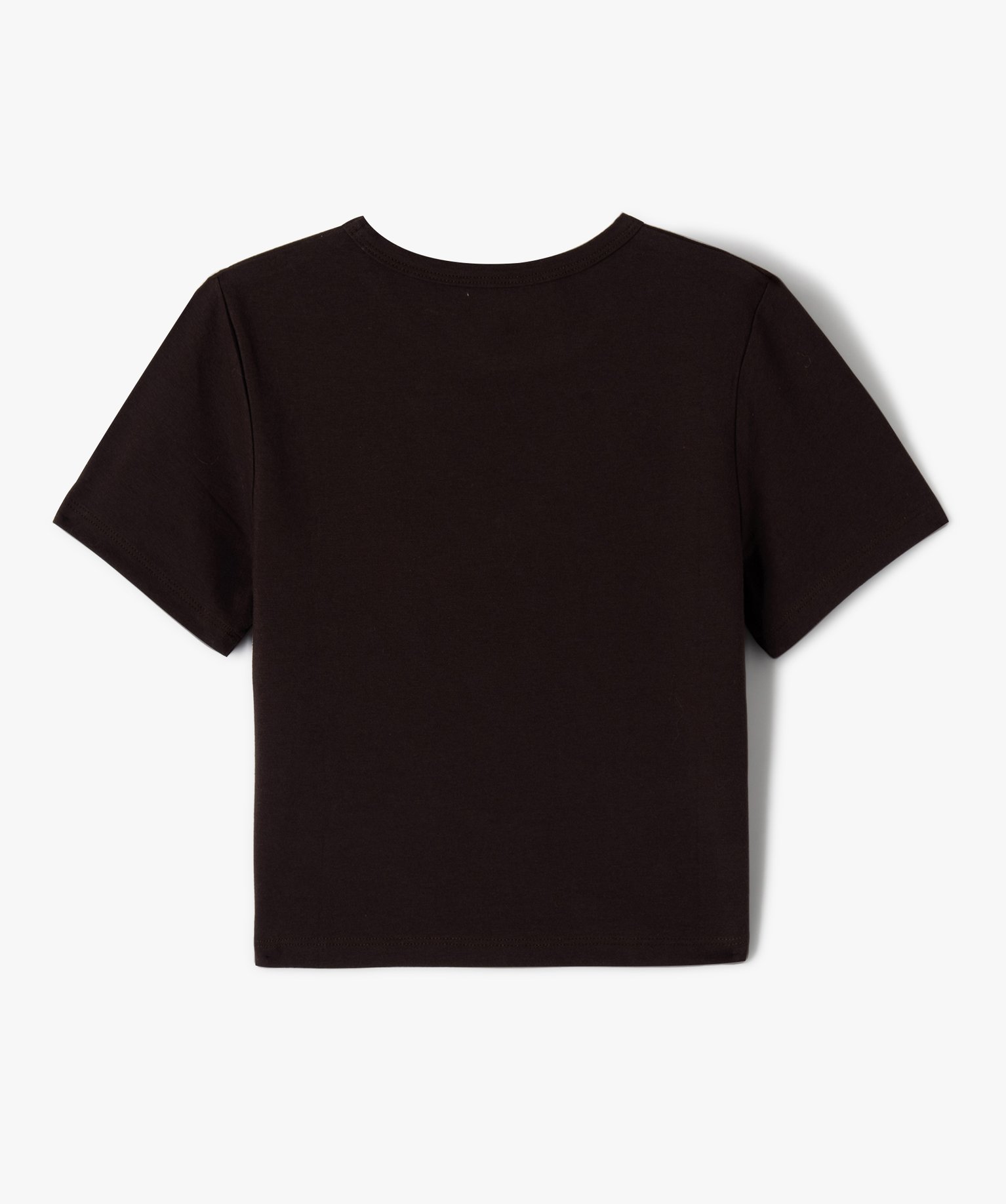 Tee-shirt fille coupe courte avec message sur le buste marron | GEMO