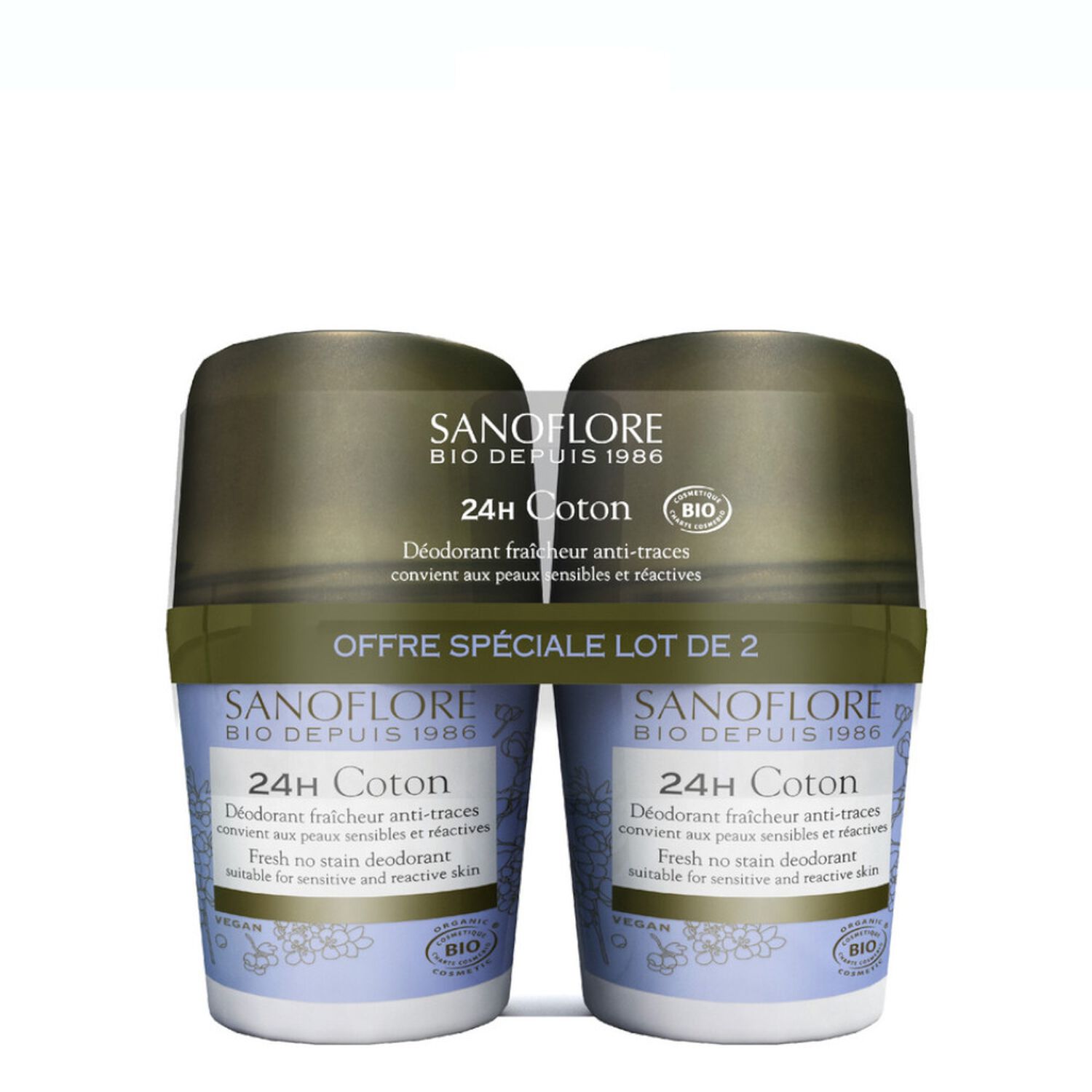 Sanoflore 24h Coton Déo Roll-On 2x50 ml
