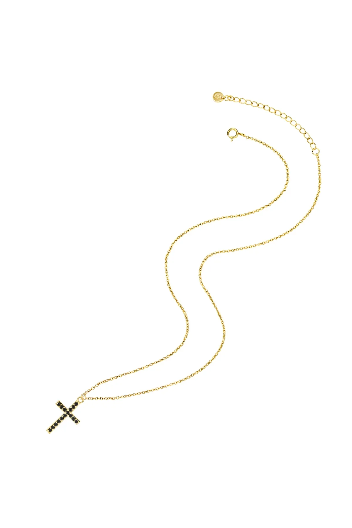 Glanzstücke München  Silberhalskette Kette mit Anhänger Sterling Silber gelbgold Zirkonia schwarz