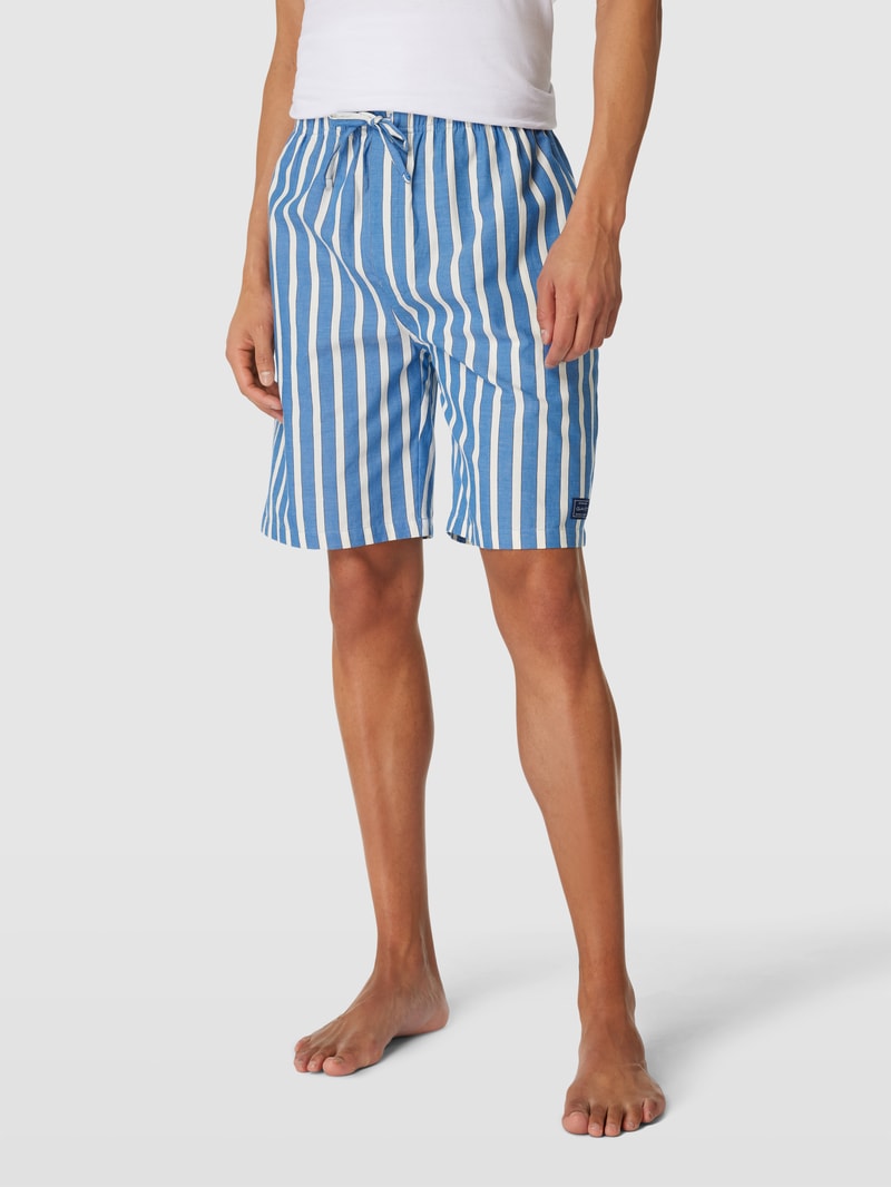 Pyjama-Shorts mit Streifenmuster Modell 'OXFORD' in blau