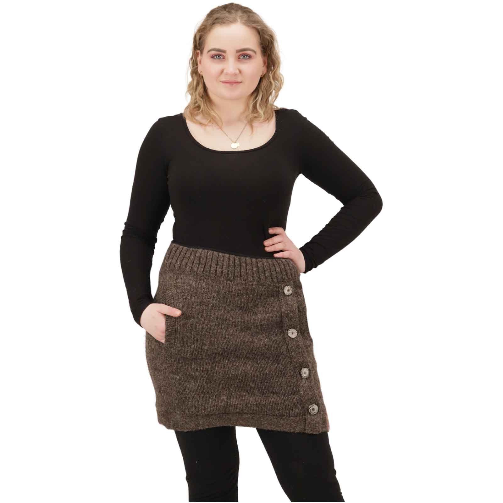 KUNST UND MAGIE Strickrock Strickrock kurzer Rock mit klassischem Muster Wolle gefüttert Boho