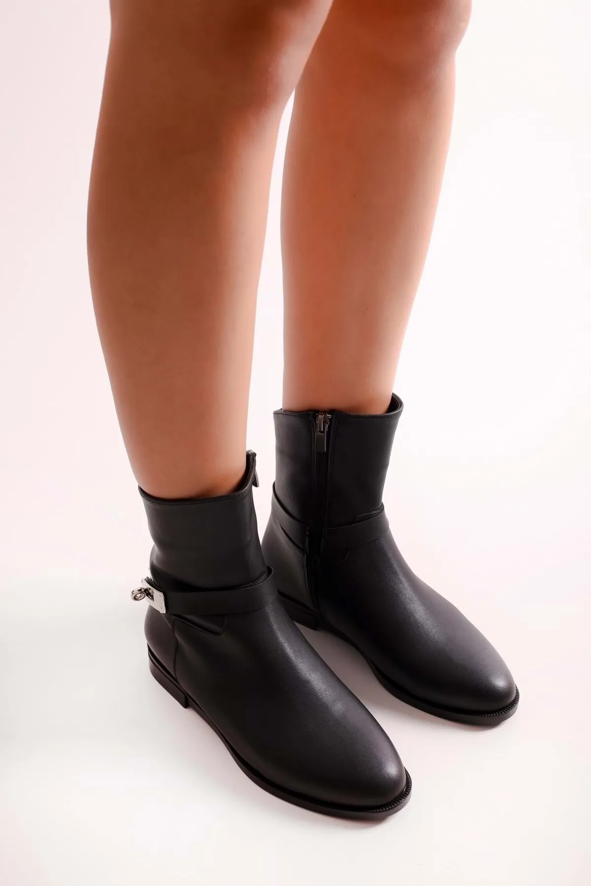 Shoeberry  Tiesel Black Skin Damenstiefel mit Absatz Black Skin