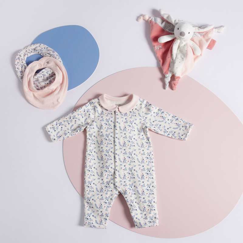Foulard triangle fleuri (lot de 2) rose naissance