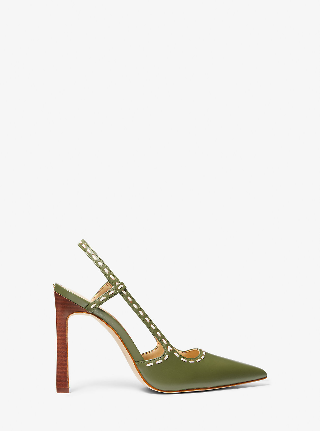 Alora håndsydde slingback-pumps i skinn - SMOKEY OLIVE